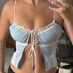 Cotton Candy Light Blue and White Striped Top